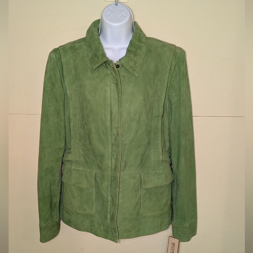 VTG & NWT Michael Michael Kors Suede Leather Jacket Green Spring 2005